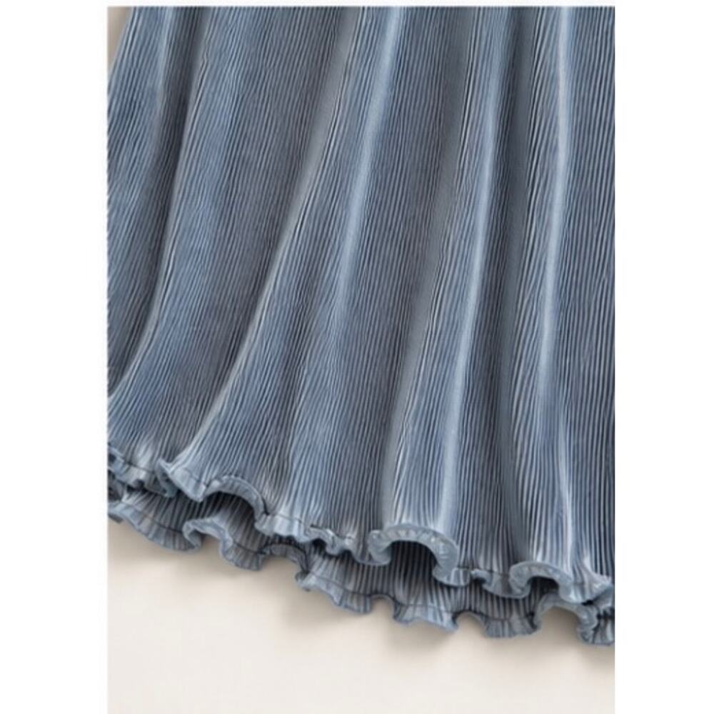 Princess Polly Smoky Blue Pleated Mini Dress Wedding Guest Romantic Size 6 NWOT - Picture 6 of 7